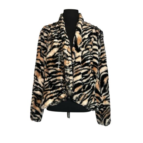 Kate Rosy animal print faux fur open front jacket size Small - Picture 10 of 14